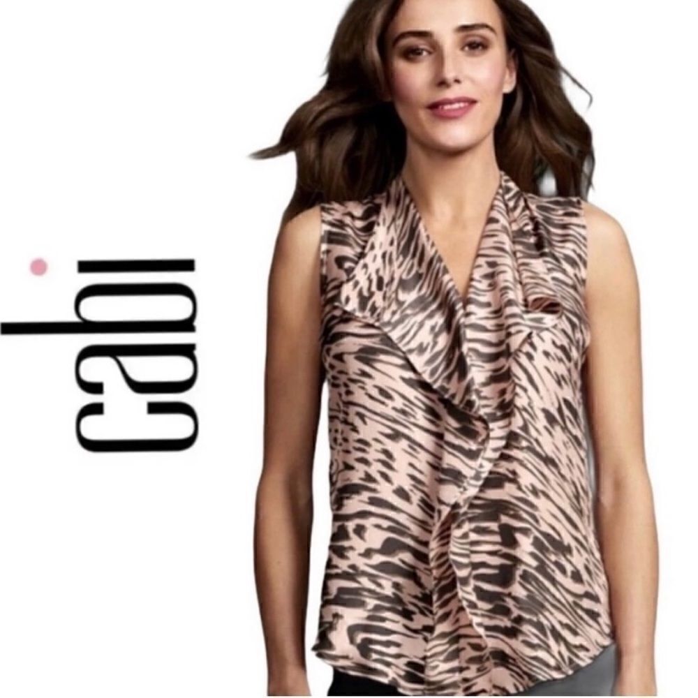 Cabi Silk Just So Zebra Print Ruffleblouse Top